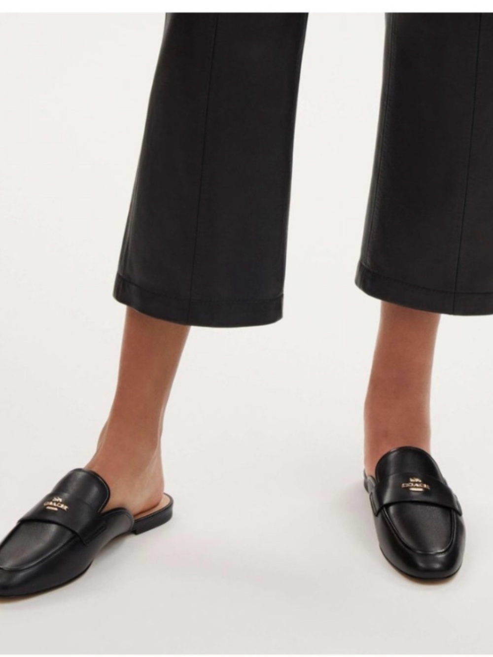 Coach Black Leather Samie slide